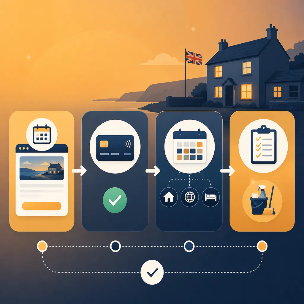 Booking workflow from widget to payment, calendar and cleaner task