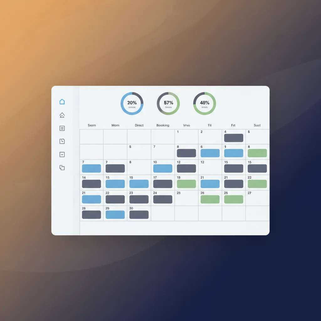 A mockup of the HolsUK unified calendar showing bookings from multiple channels.