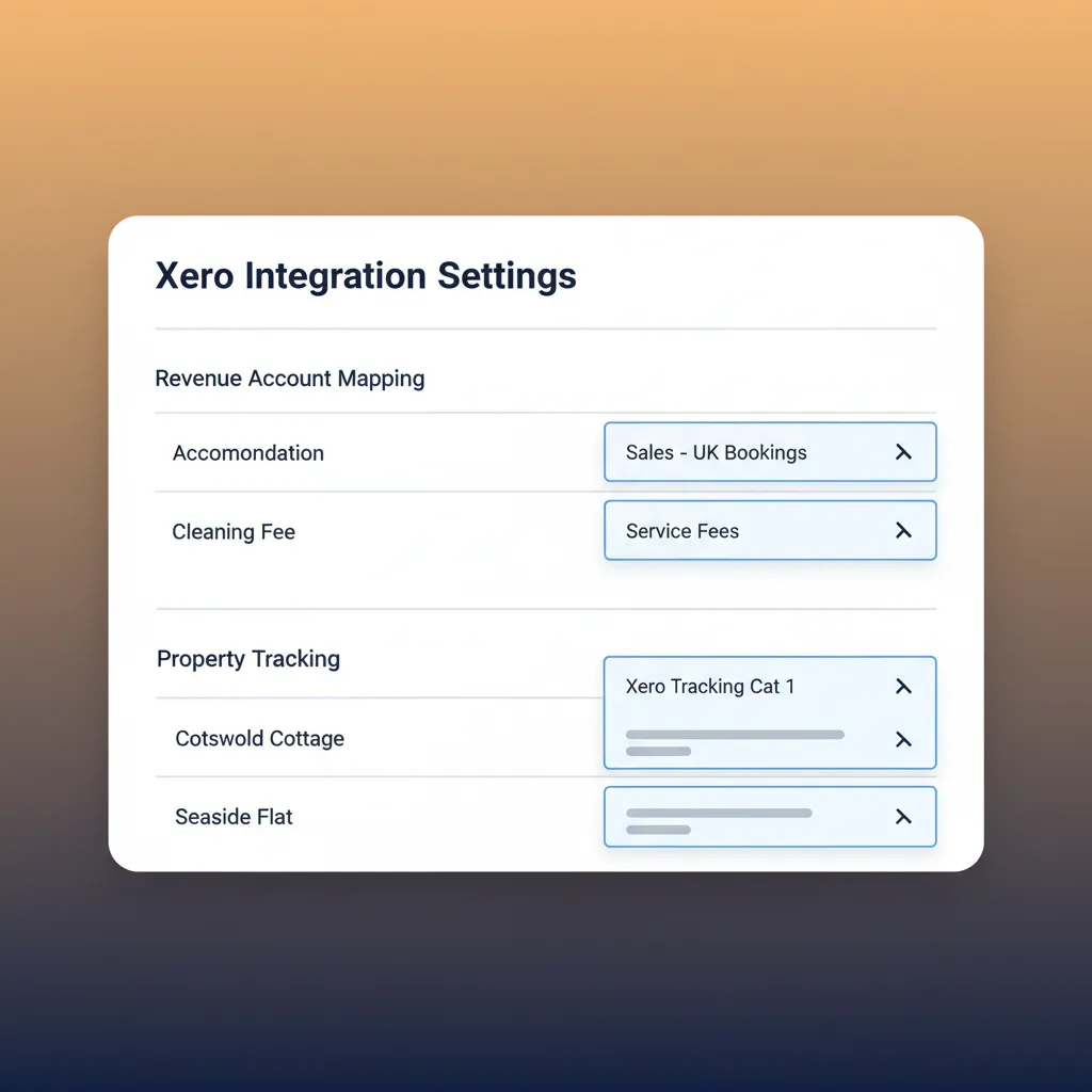 HolsUK's Xero integration settings page, showing account mapping options.