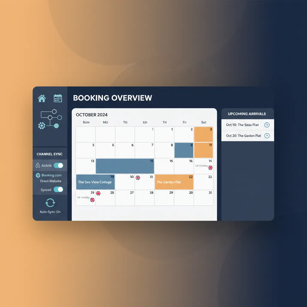 Dashboard showing channel sync and calendar for holiday let management.