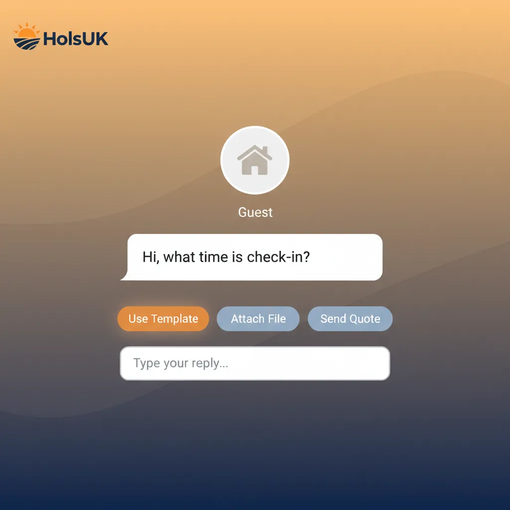 Close-up of the HolsUK message templates feature within a guest conversation.