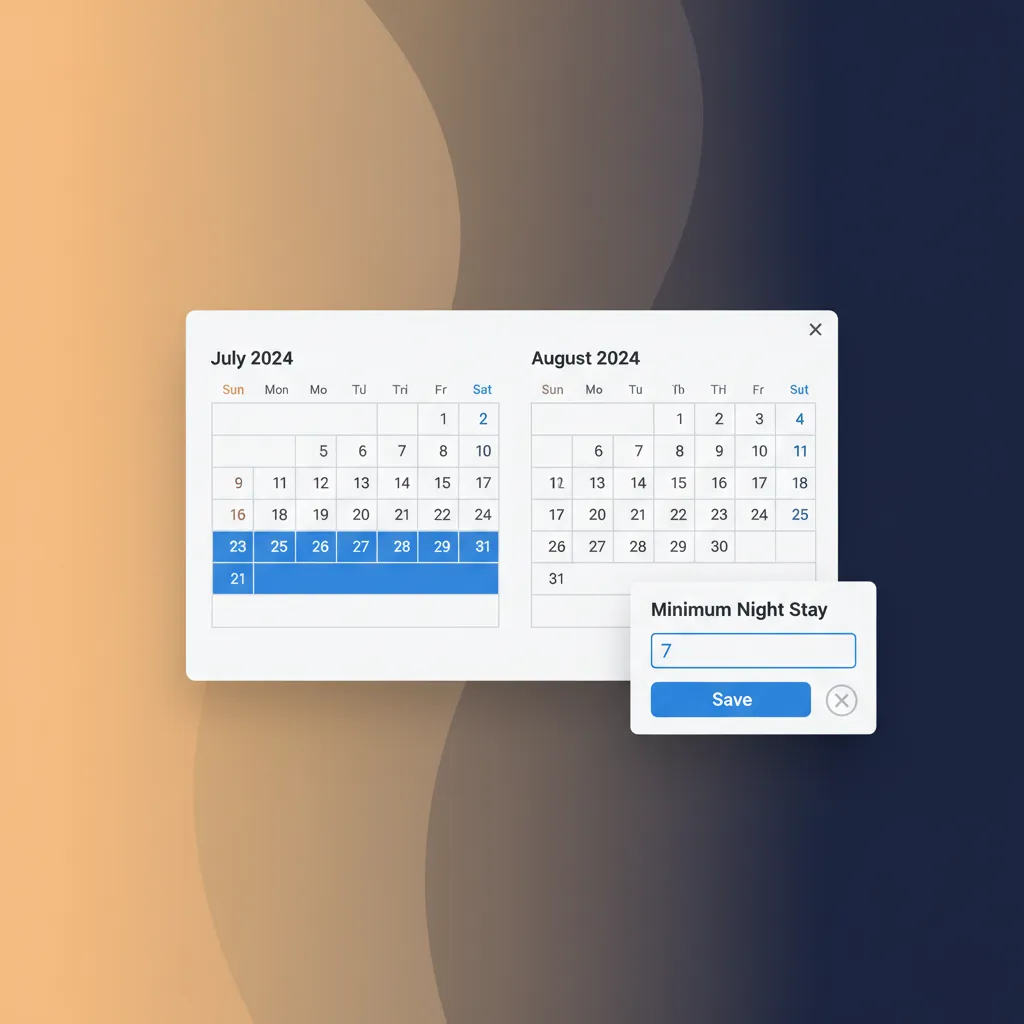 A UI screen showing how a host can set a minimum night stay for a specific period in the HolsUK calendar.