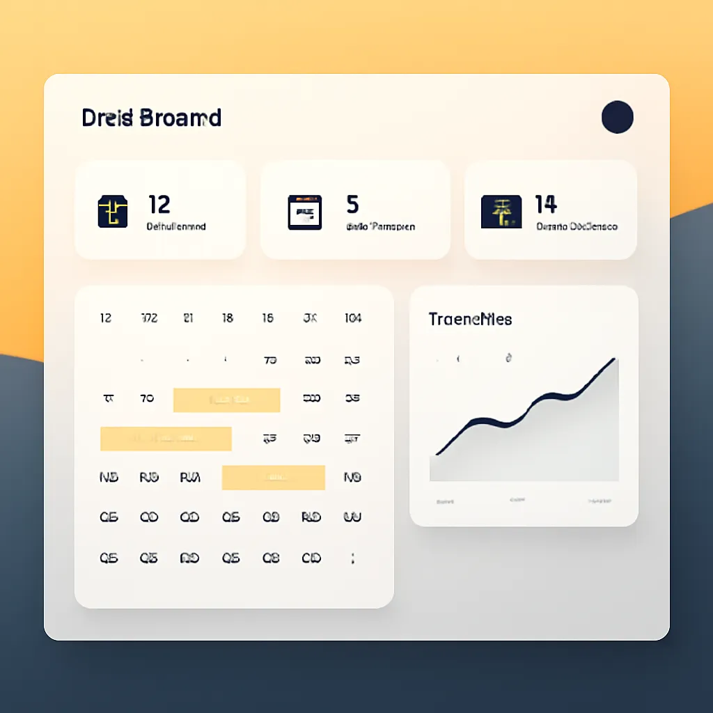 Dashboard showing booking statistics and calendar view.