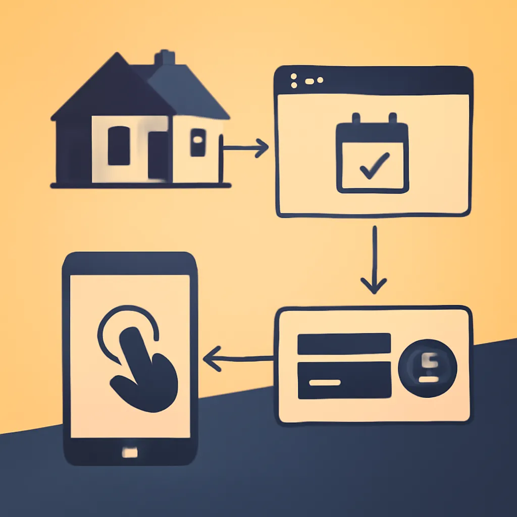 Workflow diagram showing direct booking and payment process.