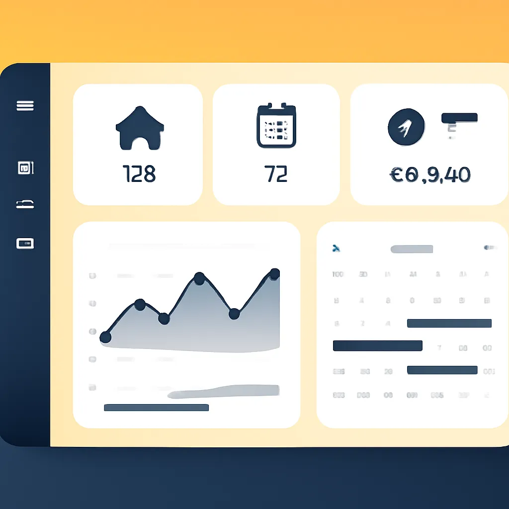Dashboard with booking management and calendar sync features.