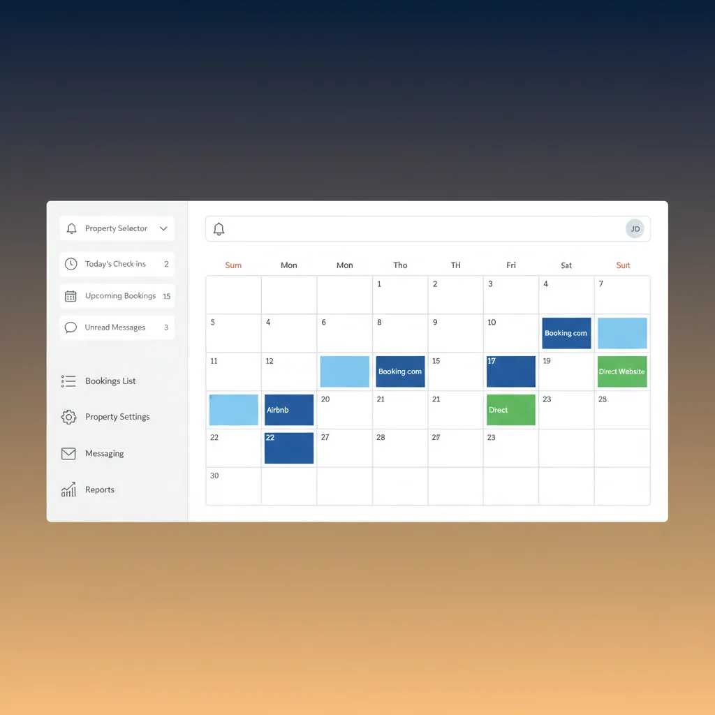 A mockup of the HolsUK unified calendar showing bookings from multiple channels.