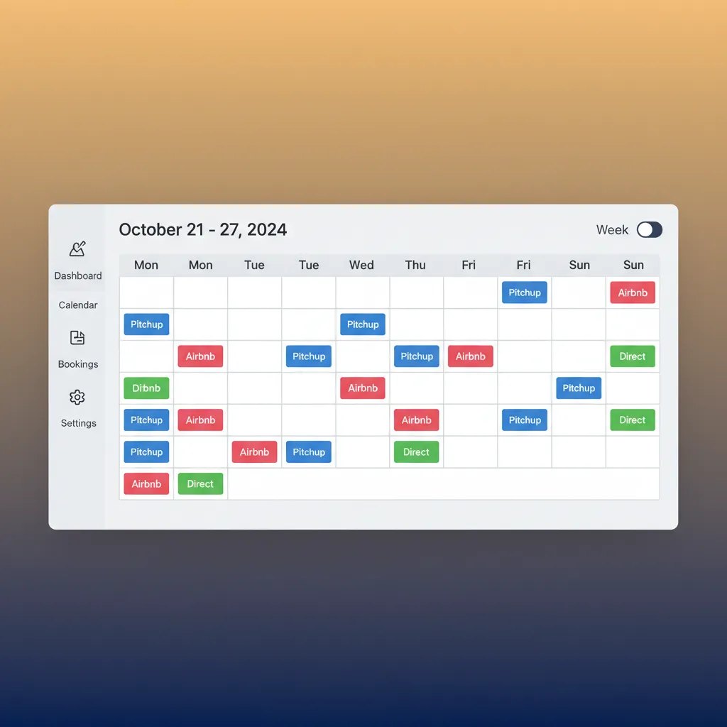 A mockup of the HolsUK dashboard calendar showing colour-coded bookings.