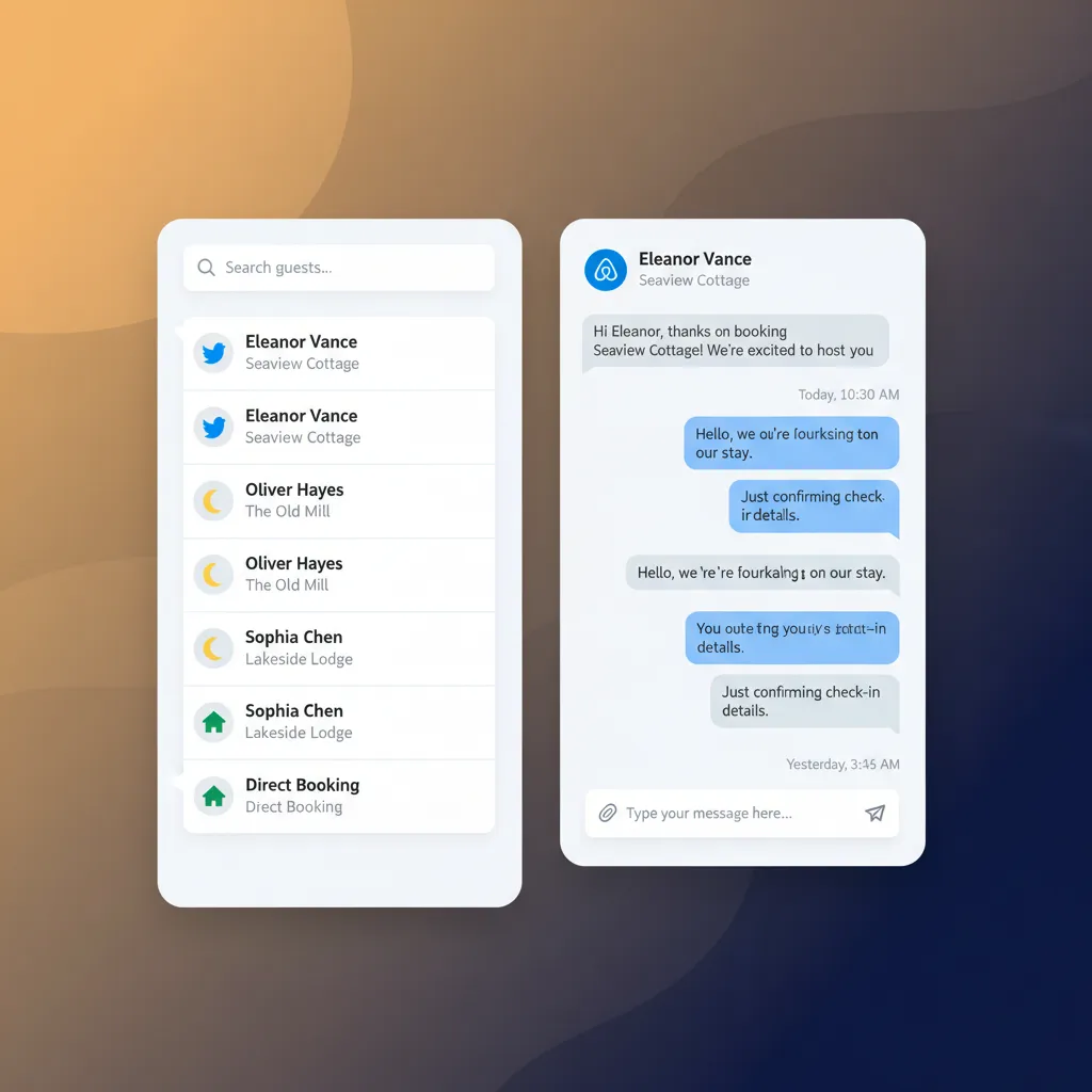 The HolsUK unified inbox showing guest messages from Airbnb and Booking.com in one place.