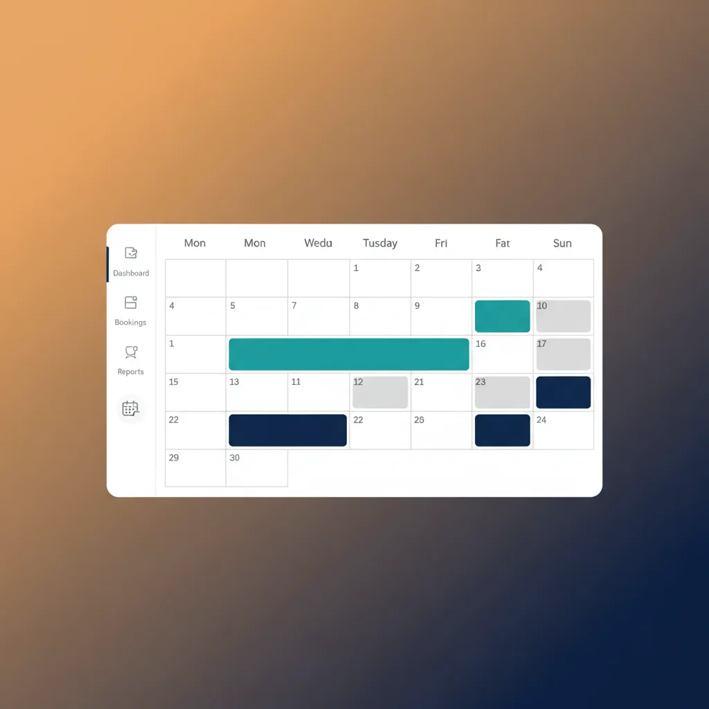 A clean calendar view from a channel manager showing bookings from different channels.
