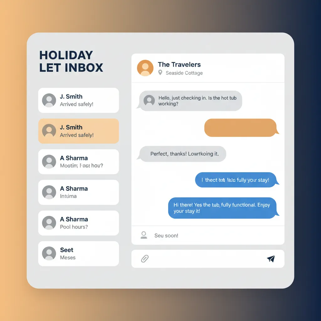 The unified inbox feature in HolsUK, showing guest messages from multiple channels in one place.