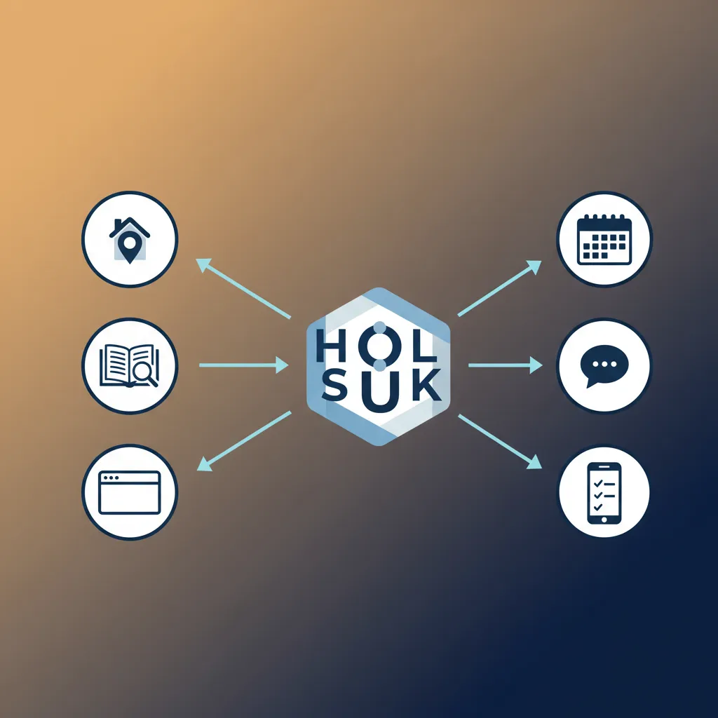 A diagram showing how HolsUK centralises bookings from channels into one system.
