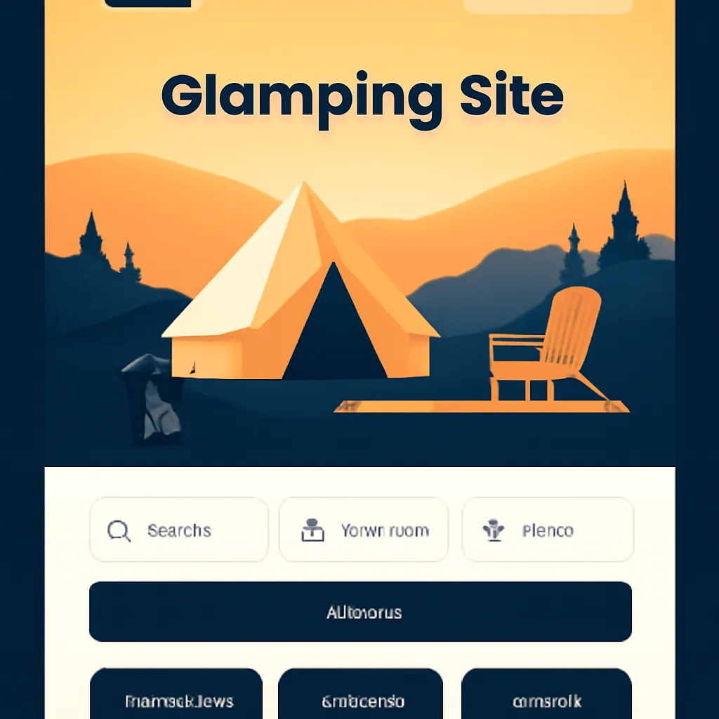 Mockup of a glamping site direct booking website interface