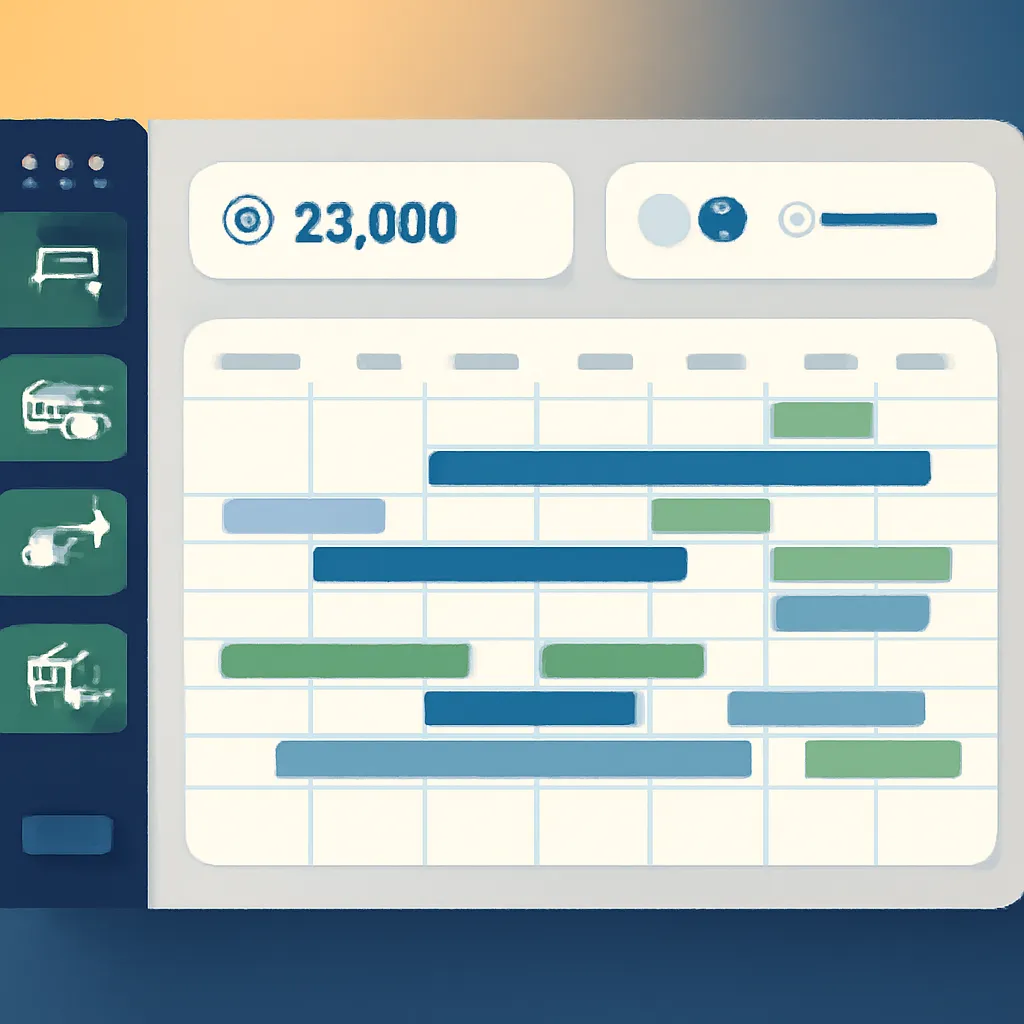Dashboard calendar with bookings, pitch map thumbnails and revenue summary