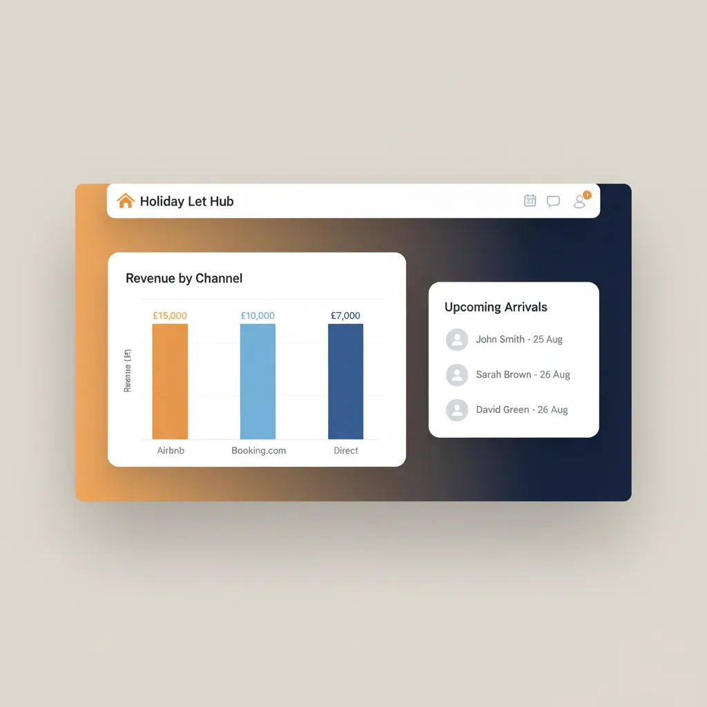 The HolsUK revenue reporting dashboard showing a breakdown of income by booking channel.