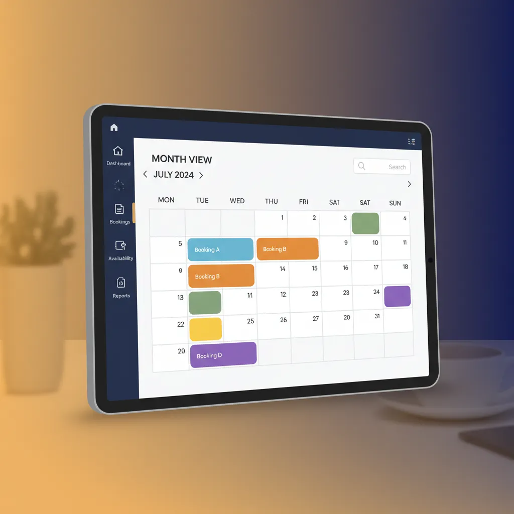 Mockup of the HolsUK unified calendar showing bookings from different channels.