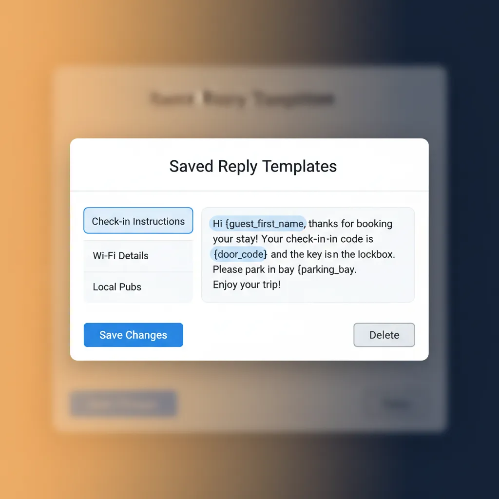 The saved reply templates feature in HolsUK, showing how to create and use message templates.