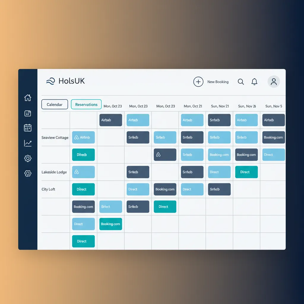 The HolsUK unified calendar showing bookings from multiple channels in one organised view.