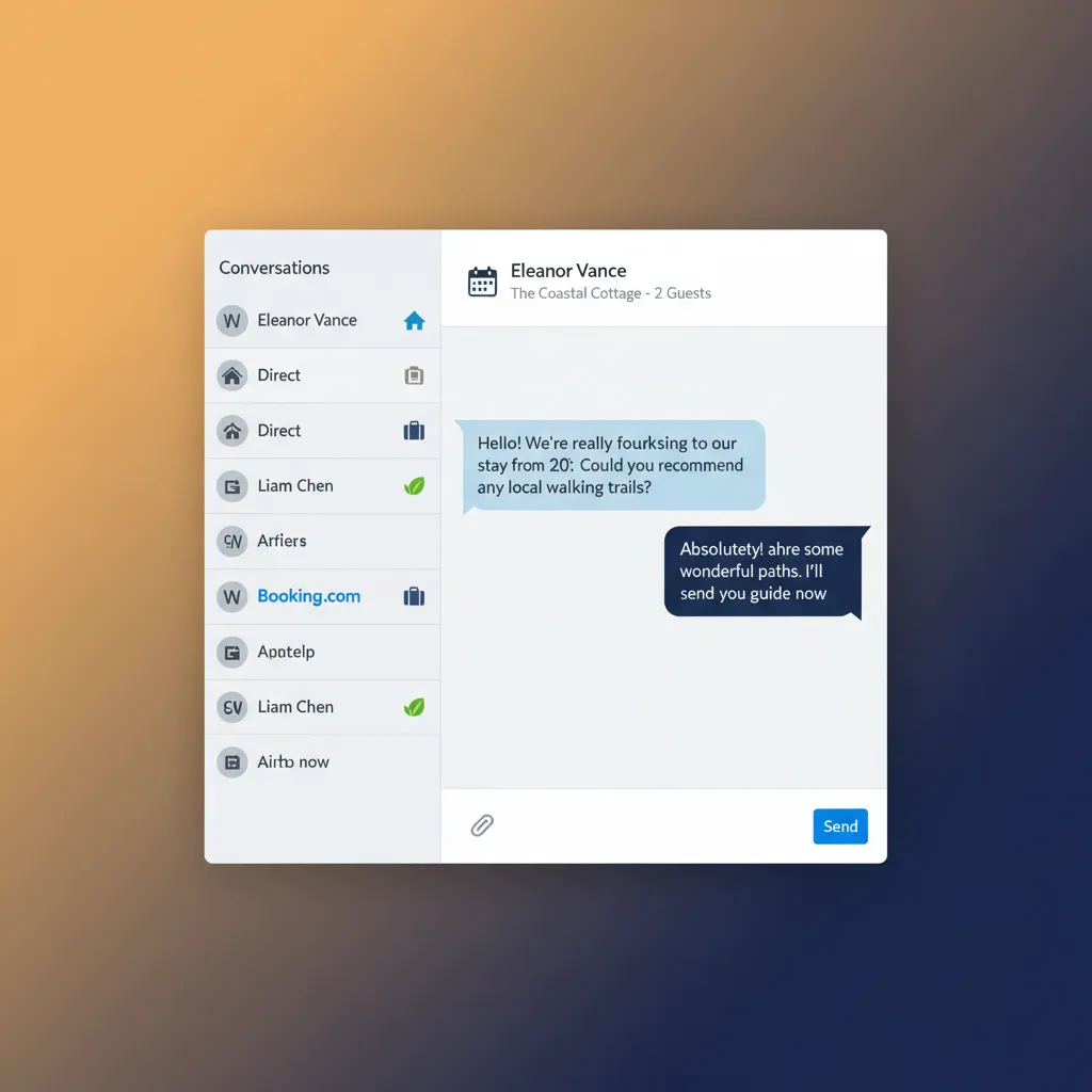 The unified inbox in HolsUK, showing guest messages from different channels in one place.