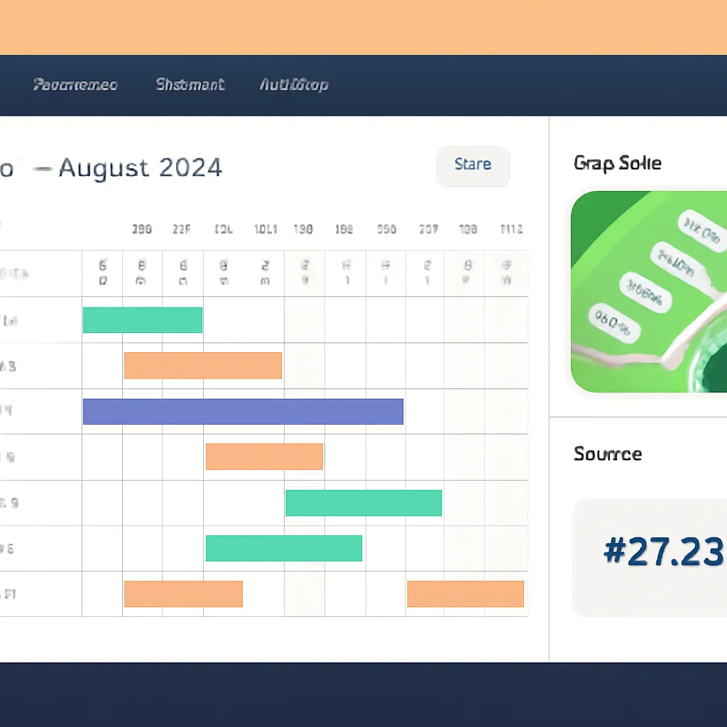 Dashboard calendar with pitch map and revenue summary for caravan park