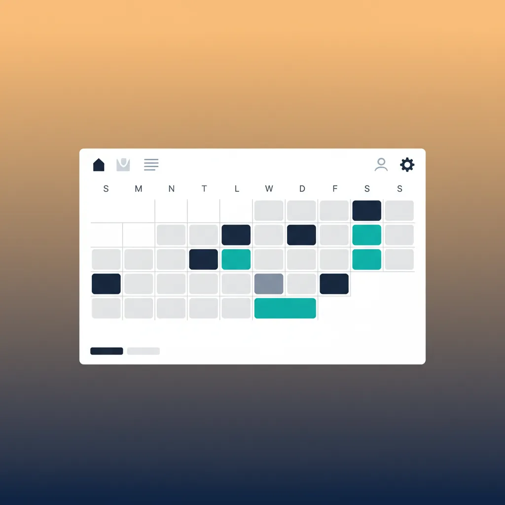 A clean calendar view in HolsUK's property management software showing bookings across multiple properties.